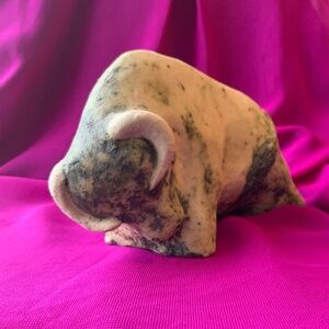 Vintage 1960s brutalist style ceramic statue of a bizon